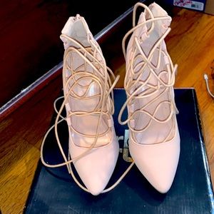 Pink strappy heels
